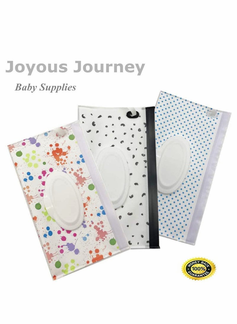 Wet Wipe Pouch 6 Pcs Baby Wet Wipe Pouch Travel Wipes Case Reusable Refillable Wet Wipe Bag Cases Portable Travel Wipes Dispenser Wipe Pouches for Baby, 6 Pack - Image 2